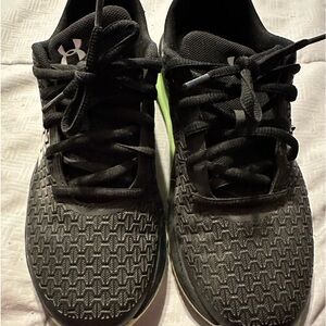 Under Armour black & lime green sneakers Size 4.5 youth or woman's 6.5-7